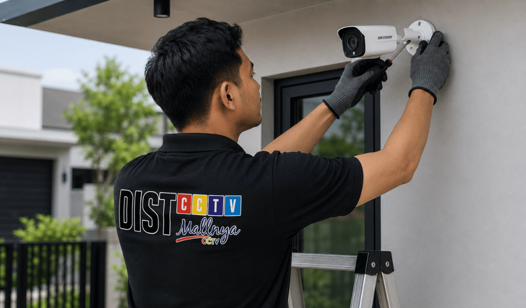 Teknisi memasang kamera CCTV